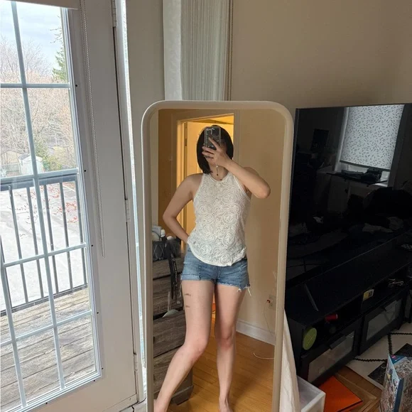 Wilfred White Lace-Textured Racerback Tank - Picture 1 of 6